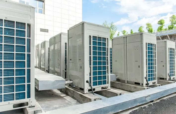 Outdoor HVAC units installed on a commercial rooftop.
